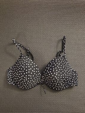 Victoria's Secret Black and White Polka Dot Bikini Top with Adjustable Straps